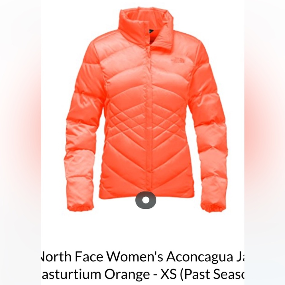 North Face Aconcagua Jacket Puffer 550 Nasturtium Orange Melon Medium Women